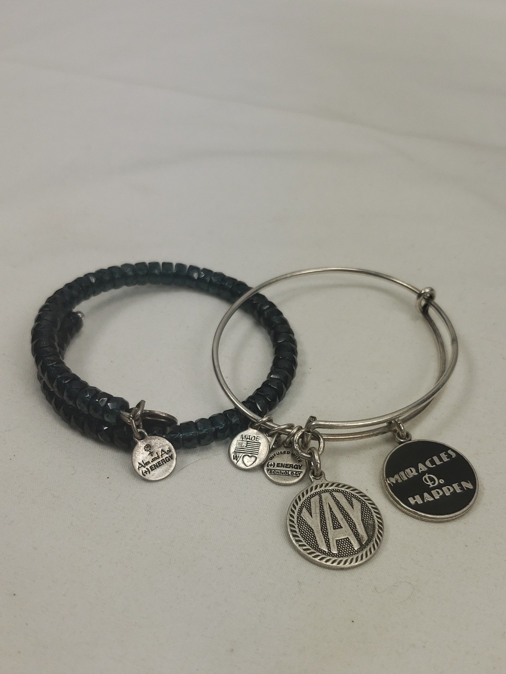 Alex & Ani Miracles Do Happen, Yay, and Bead Bracelet Lot